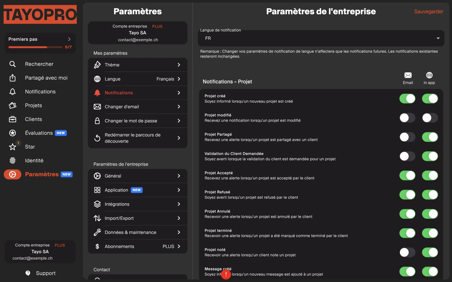 L’écran des préférences de notification, où chaque type d’événement se règle séparément.